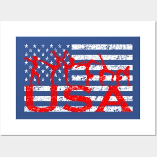 American Flag Gymnastics T-Shirt USA Tumbling Team Posters and Art